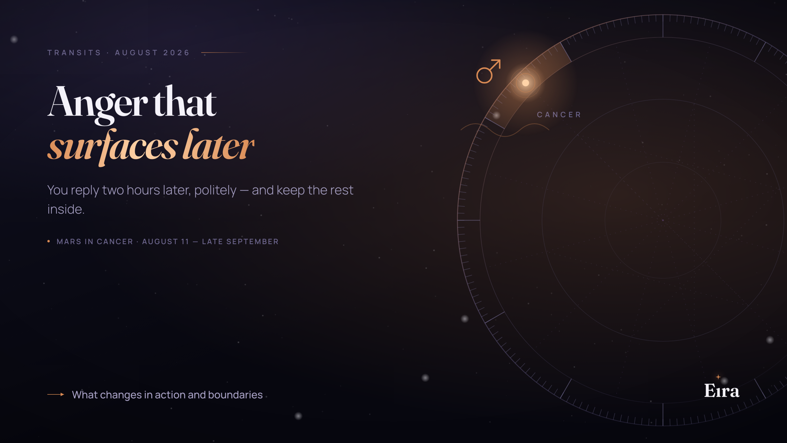 Mars in Cancer 2026: anger that moves in a curve