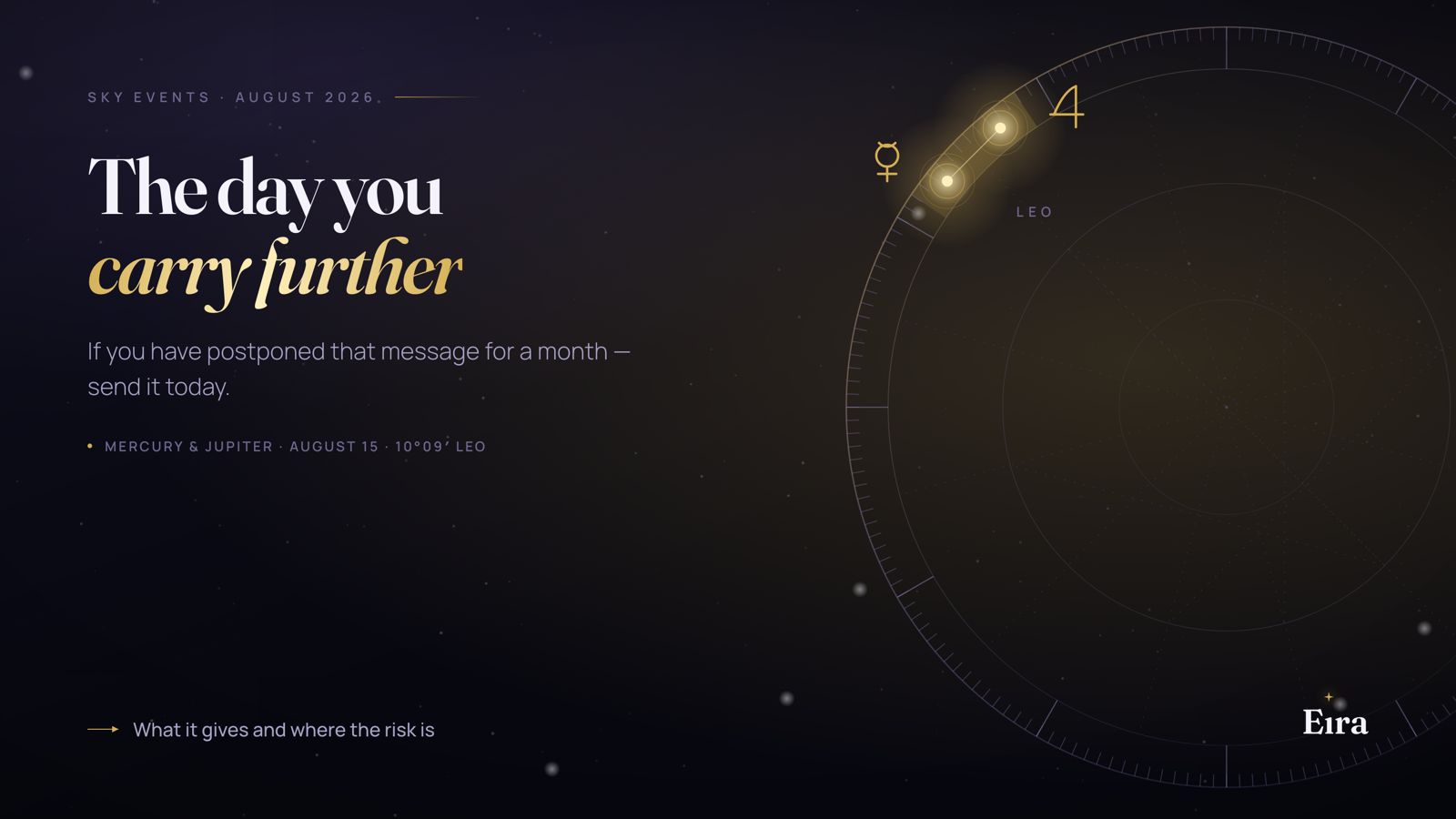 Mercury conjunct Jupiter, August 15, 2026