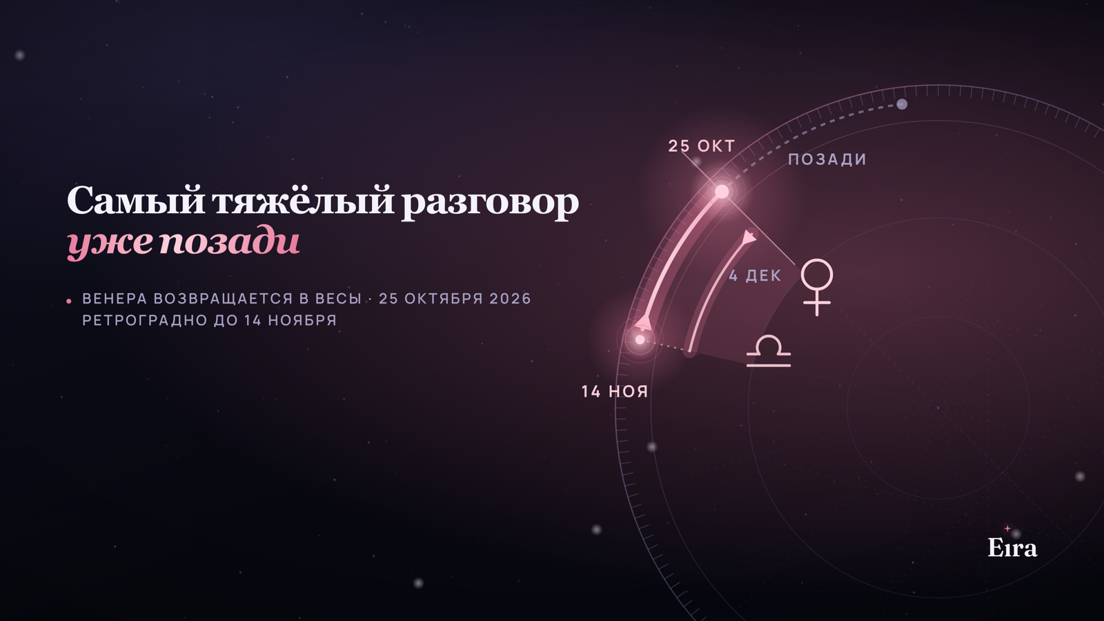 Ретроградная Венера в Весах: тяжёлый разговор позади